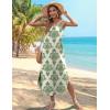 Zeagoo Women’s Casual Sundress Summer Maxi Sleeveless V Neck Split Boho Beach Dress Travel Vacation Dress with Pockets(Green Flora)