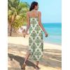 Zeagoo Women’s Casual Sundress Summer Maxi Sleeveless V Neck Split Boho Beach Dress Travel Vacation Dress with Pockets(Green Flora)
