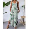 Zeagoo Women’s Casual Sundress Summer Maxi Sleeveless V Neck Split Boho Beach Dress Travel Vacation Dress with Pockets(Leaf2)