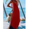 Zeagoo Women’s Casual Sundress Summer Maxi Sleeveless V Neck Split Boho Beach Dress Travel Vacation Dress with Pockets(Red)