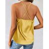 Zeagoo Women’s Cowl Neck Satin Camisole Sleeveless Sexy Spaghetti Strap Silk Cami Backless Tank Tops Halter Basic Tank Shirts(Turmeric)