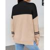 Zeagoo Womens Crewneck Pullover Sweater Long Sleeve Knit Side Slit 2025 Fall Winter Sweater Tops(Apricot Black Stripe)