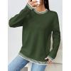 Zeagoo Womens Crewneck Pullover Sweater Long Sleeve Knit Side Slit 2025 Fall Winter Sweater Tops(Army Green)