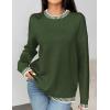 Zeagoo Womens Crewneck Pullover Sweater Long Sleeve Knit Side Slit 2025 Fall Winter Sweater Tops(Army Green)