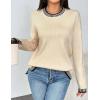 Zeagoo Womens Crewneck Pullover Sweater Long Sleeve Knit Side Slit 2025 Fall Winter Sweater Tops(Beige)