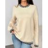 Zeagoo Womens Crewneck Pullover Sweater Long Sleeve Knit Side Slit 2025 Fall Winter Sweater Tops(Beige)
