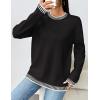 Zeagoo Womens Crewneck Pullover Sweater Long Sleeve Knit Side Slit 2025 Fall Winter Sweater Tops(Black)