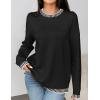 Zeagoo Womens Crewneck Pullover Sweater Long Sleeve Knit Side Slit 2025 Fall Winter Sweater Tops(Black)