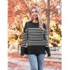 Zeagoo Womens Crewneck Pullover Sweater Long Sleeve Knit Side Slit 2025 Fall Winter Sweater Tops(Black Stripe)