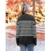 Zeagoo Womens Crewneck Pullover Sweater Long Sleeve Knit Side Slit 2025 Fall Winter Sweater Tops(Black Stripe)
