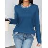 Zeagoo Womens Crewneck Pullover Sweater Long Sleeve Knit Side Slit 2025 Fall Winter Sweater Tops(Blue)