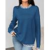 Zeagoo Womens Crewneck Pullover Sweater Long Sleeve Knit Side Slit 2025 Fall Winter Sweater Tops(Blue)