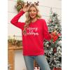 Zeagoo Womens Crewneck Pullover Sweater Long Sleeve Knit Side Slit 2025 Fall Winter Sweater Tops(Christmas Letter)
