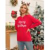 Zeagoo Womens Crewneck Pullover Sweater Long Sleeve Knit Side Slit 2025 Fall Winter Sweater Tops(Christmas Letter)