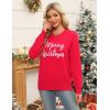 Zeagoo Womens Crewneck Pullover Sweater Long Sleeve Knit Side Slit 2025 Fall Winter Sweater Tops(Christmas Letter)
