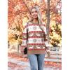 Zeagoo Womens Crewneck Pullover Sweater Long Sleeve Knit Side Slit 2025 Fall Winter Sweater Tops(Elk Pattern)
