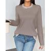Zeagoo Womens Crewneck Pullover Sweater Long Sleeve Knit Side Slit 2025 Fall Winter Sweater Tops(Khaki)