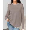 Zeagoo Womens Crewneck Pullover Sweater Long Sleeve Knit Side Slit 2025 Fall Winter Sweater Tops(Khaki)