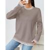 Zeagoo Womens Crewneck Pullover Sweater Long Sleeve Knit Side Slit 2025 Fall Winter Sweater Tops(Khaki)