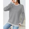 Zeagoo Womens Crewneck Pullover Sweater Long Sleeve Knit Side Slit 2025 Fall Winter Sweater Tops(Light Gray)