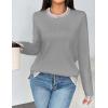 Zeagoo Womens Crewneck Pullover Sweater Long Sleeve Knit Side Slit 2025 Fall Winter Sweater Tops(Light Gray)