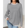 Zeagoo Womens Crewneck Pullover Sweater Long Sleeve Knit Side Slit 2025 Fall Winter Sweater Tops(Light Gray)