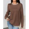 Zeagoo Womens Crewneck Pullover Sweater Long Sleeve Knit Side Slit 2025 Fall Winter Sweater Tops(Nutmeg)