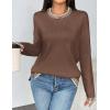 Zeagoo Womens Crewneck Pullover Sweater Long Sleeve Knit Side Slit 2025 Fall Winter Sweater Tops(Nutmeg)
