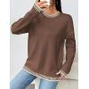 Zeagoo Womens Crewneck Pullover Sweater Long Sleeve Knit Side Slit 2025 Fall Winter Sweater Tops(Nutmeg)