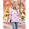 Zeagoo Womens Crewneck Pullover Sweater Long Sleeve Knit Side Slit 2025 Fall Winter Sweater Tops(Pink Floral)