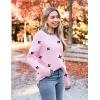 Zeagoo Womens Crewneck Pullover Sweater Long Sleeve Knit Side Slit 2025 Fall Winter Sweater Tops(Pink Floral)