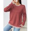 Zeagoo Womens Crewneck Pullover Sweater Long Sleeve Knit Side Slit 2025 Fall Winter Sweater Tops(Rust)
