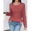 Zeagoo Womens Crewneck Pullover Sweater Long Sleeve Knit Side Slit 2025 Fall Winter Sweater Tops(Rust)