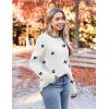 Zeagoo Womens Crewneck Pullover Sweater Long Sleeve Knit Side Slit 2025 Fall Winter Sweater Tops(White Floral)