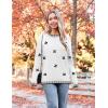 Zeagoo Womens Crewneck Pullover Sweater Long Sleeve Knit Side Slit 2025 Fall Winter Sweater Tops(White Floral)