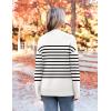 Zeagoo Womens Crewneck Pullover Sweater Long Sleeve Knit Side Slit 2025 Fall Winter Sweater Tops(White Stripe)