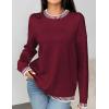 Zeagoo Womens Crewneck Pullover Sweater Long Sleeve Knit Side Slit 2025 Fall Winter Sweater Tops(Wine Red)