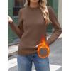 Zeagoo Women’s Fleece Sherpa Lined Sweater Mock Neck Long Sleeve Thermal Shirt 2026 Fall Winter Fuzzy Knit Jumper Tops S-XXL(Coffee)