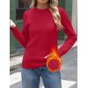 Zeagoo Women’s Fleece Sherpa Lined Sweater Mock Neck Long Sleeve Thermal Shirt 2026 Fall Winter Fuzzy Knit Jumper Tops S-XXL(Red)