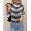 Zeagoo Women’s Fleece Sherpa Lined Sweater Mock Neck Long Sleeve Thermal Shirt 2026 Fall Winter Fuzzy Knit Jumper Tops S-XXL(White Black Stripe)