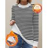 Zeagoo Women’s Fleece Sherpa Lined Sweater Mock Neck Long Sleeve Thermal Shirt 2026 Fall Winter Fuzzy Knit Jumper Tops S-XXL(White Black Stripe)