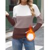 Zeagoo Women’s Fleece Sherpa Lined Sweater Mock Neck Long Sleeve Thermal Shirt 2026 Fall Winter Fuzzy Knit Jumper Tops S-XXL(White Khaki Brown)