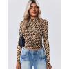 Zeagoo Womens Floral Mesh Long Sleeve Tops See Through Going Out Blouses Mock Neck Sheer Party Outfits Shirts S-XXL(An564)