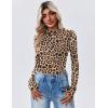 Zeagoo Womens Floral Mesh Long Sleeve Tops See Through Going Out Blouses Mock Neck Sheer Party Outfits Shirts S-XXL(An564)