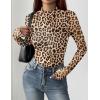 Zeagoo Womens Floral Mesh Long Sleeve Tops See Through Going Out Blouses Mock Neck Sheer Party Outfits Shirts S-XXL(An564)