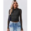 Zeagoo Womens Floral Mesh Long Sleeve Tops See Through Going Out Blouses Mock Neck Sheer Party Outfits Shirts S-XXL(Black)