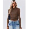Zeagoo Womens Floral Mesh Long Sleeve Tops See Through Going Out Blouses Mock Neck Sheer Party Outfits Shirts S-XXL(Brown)