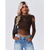 Zeagoo Womens Floral Mesh Long Sleeve Tops See Through Going Out Blouses Mock Neck Sheer Party Outfits Shirts S-XXL(Cx292)