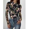 Zeagoo Womens Floral Mesh Long Sleeve Tops See Through Going Out Blouses Mock Neck Sheer Party Outfits Shirts S-XXL(Dh882)