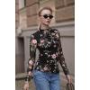 Zeagoo Womens Floral Mesh Long Sleeve Tops See Through Going Out Blouses Mock Neck Sheer Party Outfits Shirts S-XXL(Dh882)